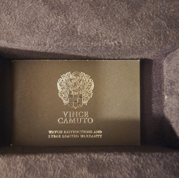 Vince Camuto mens watch NWOT NIB black leather - Picture 4 of 5